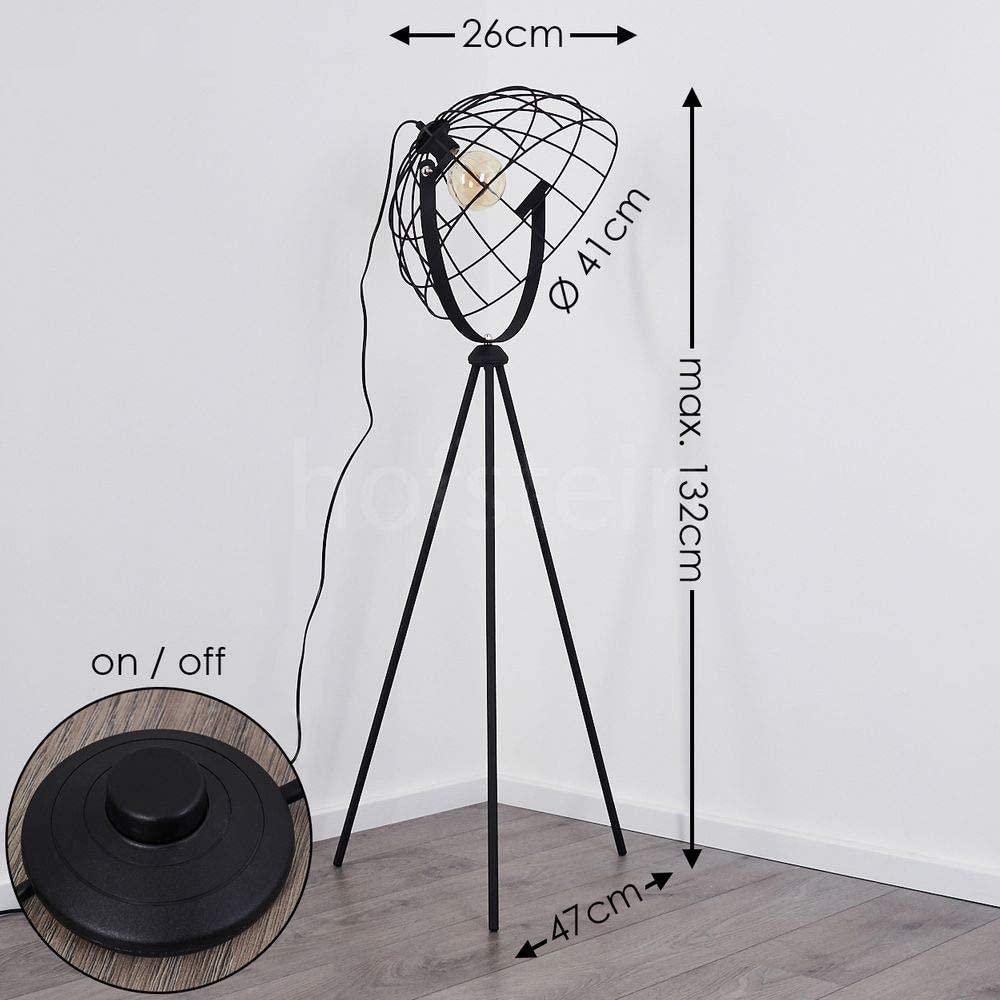 Industrial Cinema Floor Lamp Moon Brut Raw Steel Wood E27