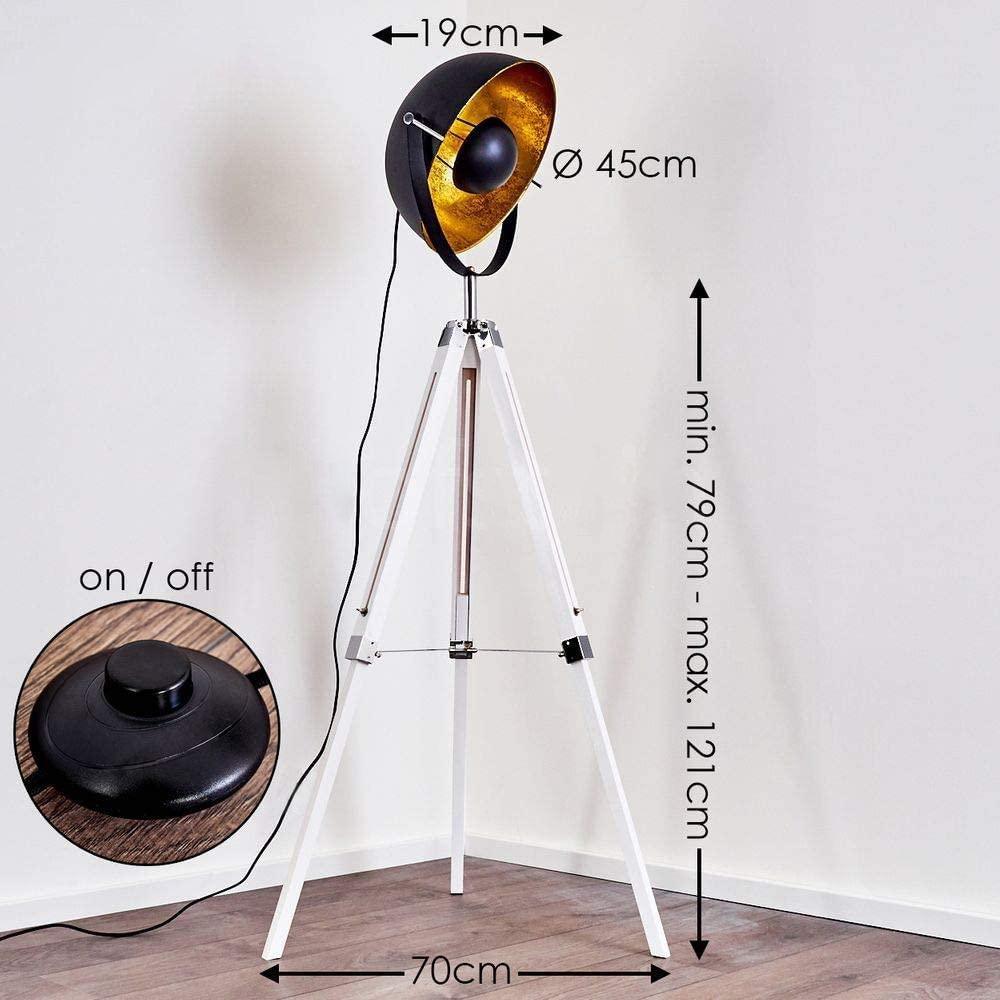 Moon Industrial Cinema Floor Lamp White Base Wood Steel E27