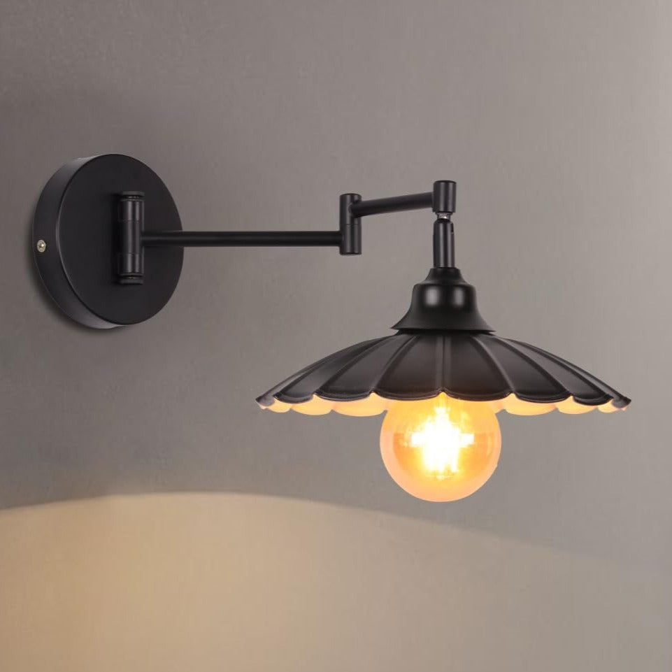 Vintage Articulated Wall Light Matt Black E27 360° Rotation 280° Head