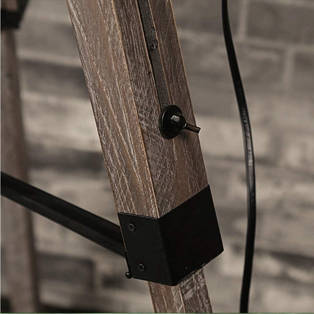 Industrial Cinema Barrel Floor Lamp Wood Metal Shade E27