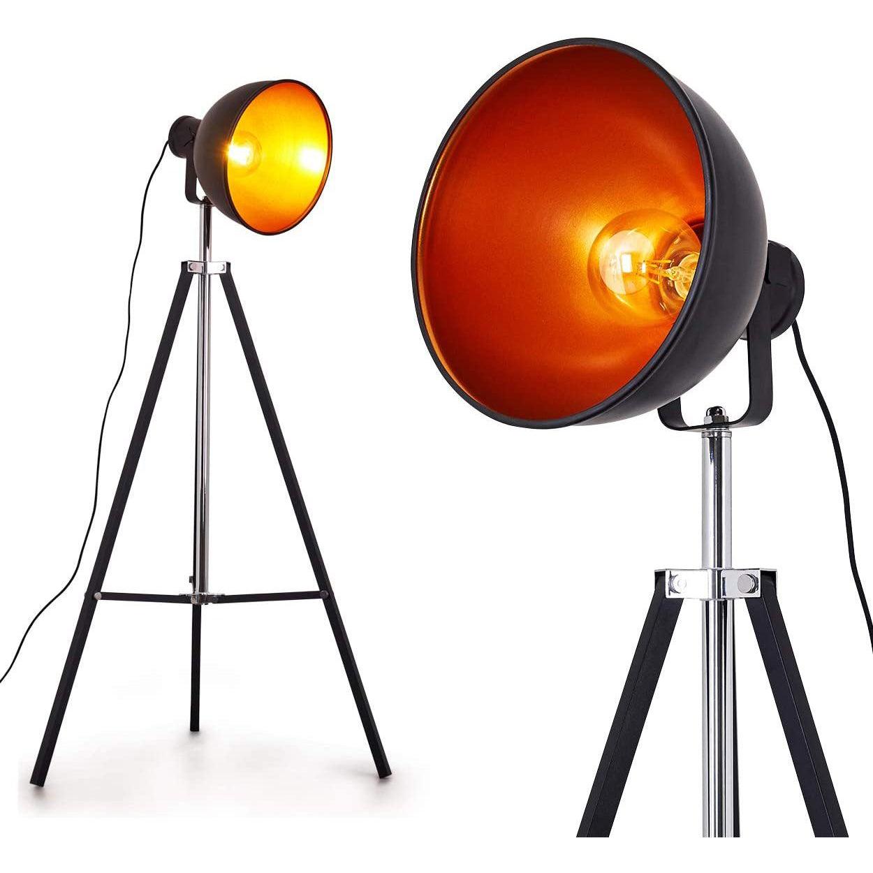 Cinema Projector Industrial Floor Lamp Wood Steel E27