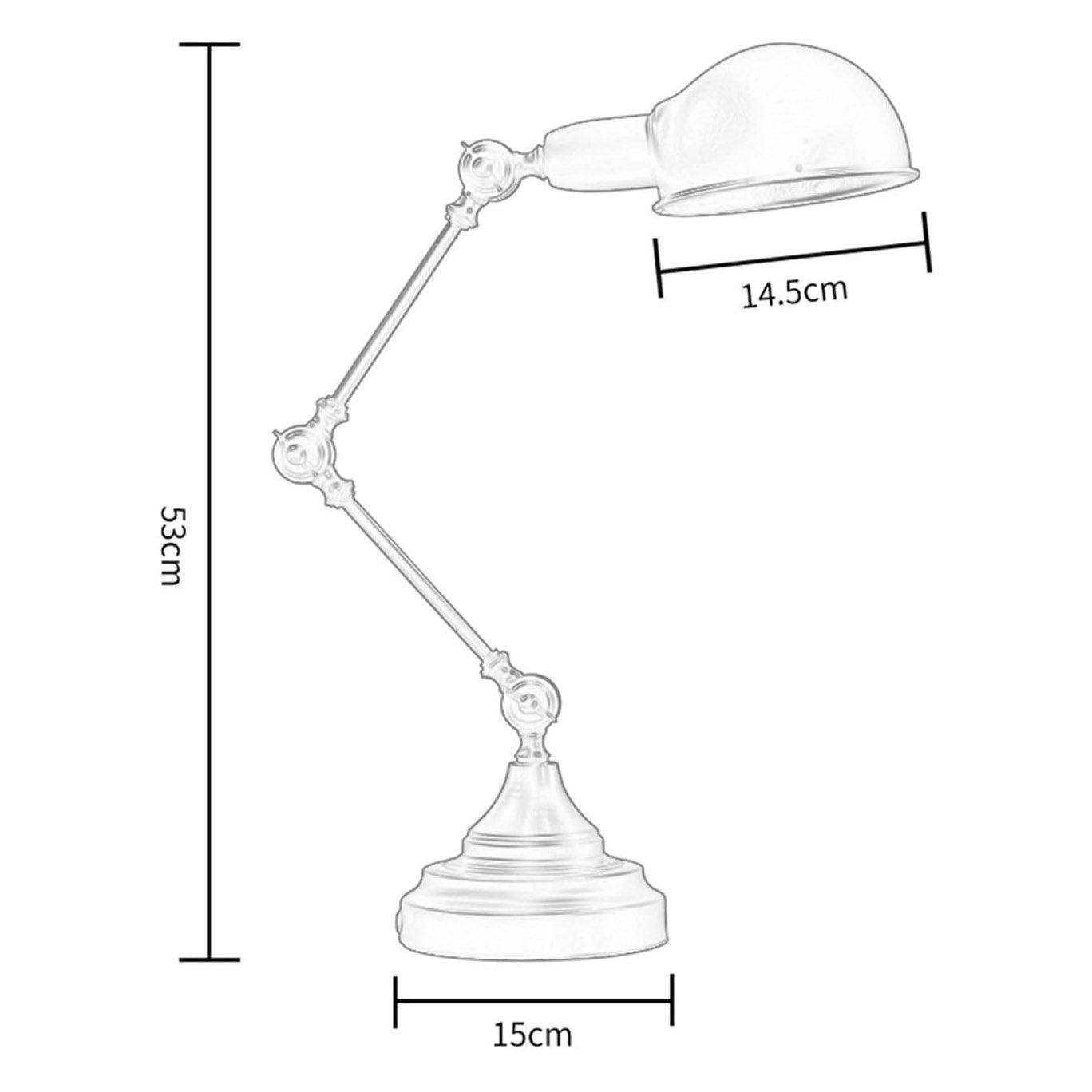Industrial Metal Desk Lamp Locking Hinges Black Matte Thermolacquered E27