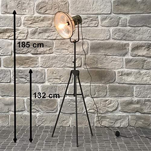 Industrial Cinema Floor Lamp Ribbed Glass E27 Metal Frame