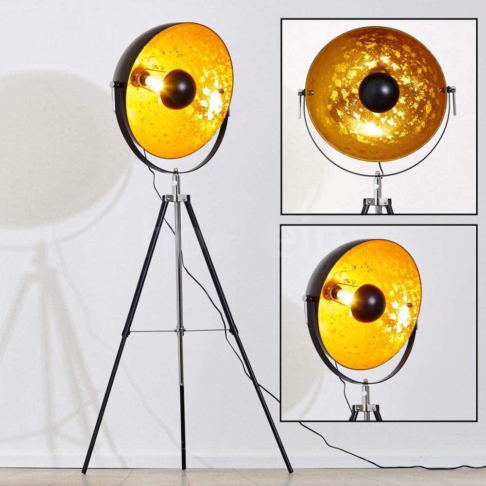 Moon XXL Industrial Cinema Floor Lamp Wood Untreated Steel E27