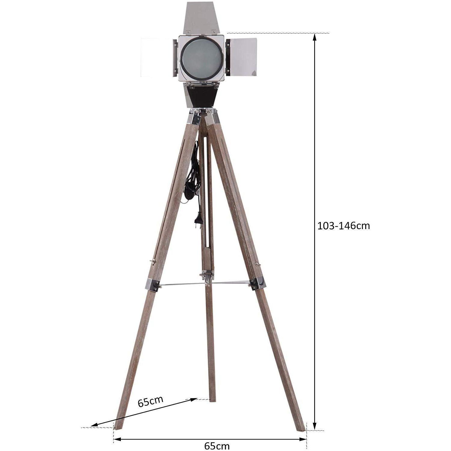 Retro Industrial Cinema Floor Lamp Wood Steel E27