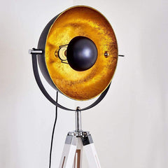 Moon Industrial Cinema Floor Lamp White Base Wood Steel E27