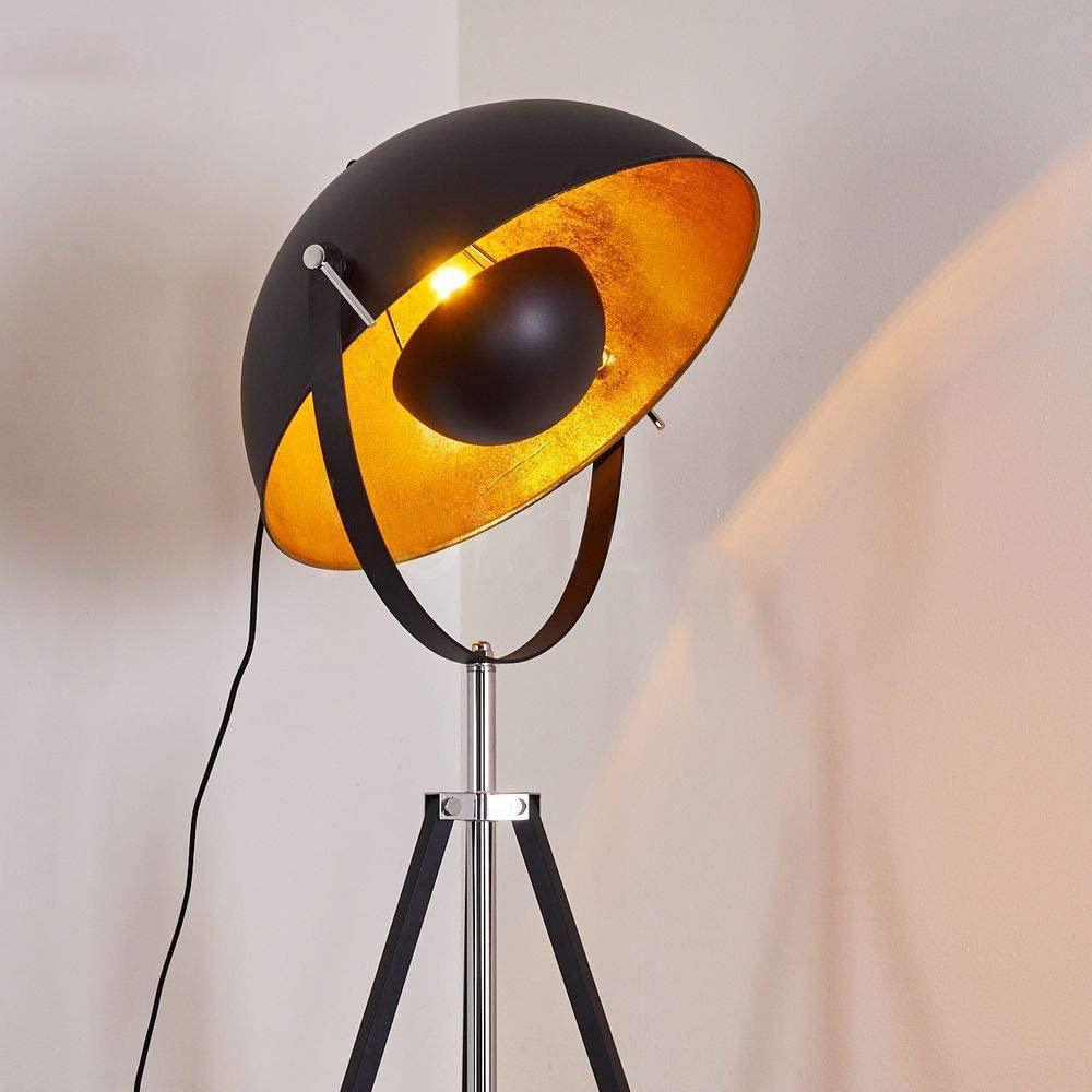 Industrial Cinema Moon L Floor Lamp Wood Unfinished Steel E27