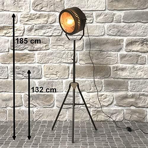 Industrial Cinema Iron Floor Lamp Hand-Finished Wood Steel E27