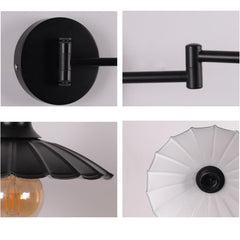Vintage Articulated Wall Light Matt Black E27 360° Rotation 280° Head