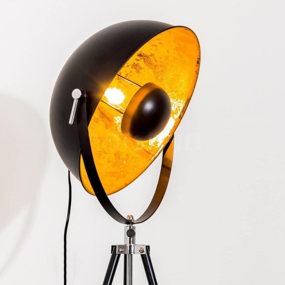 Moon XL Industrial Cinema Floor Lamp Wood Unfinished Metal E27