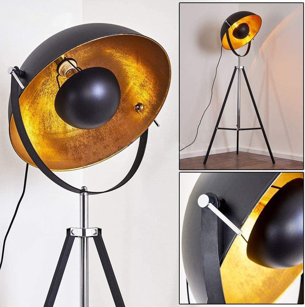 Industrial Cinema Moon L Floor Lamp Wood Unfinished Steel E27