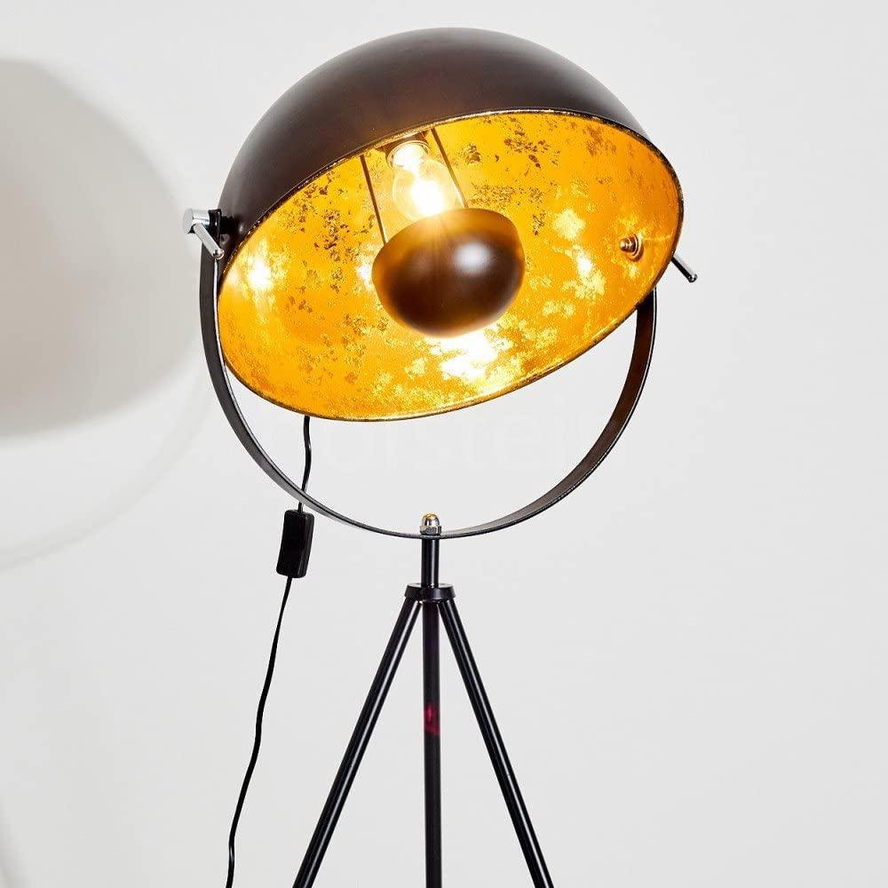 Moon Industrial Cinema Floor Lamp Wood Unfinished Metal E27