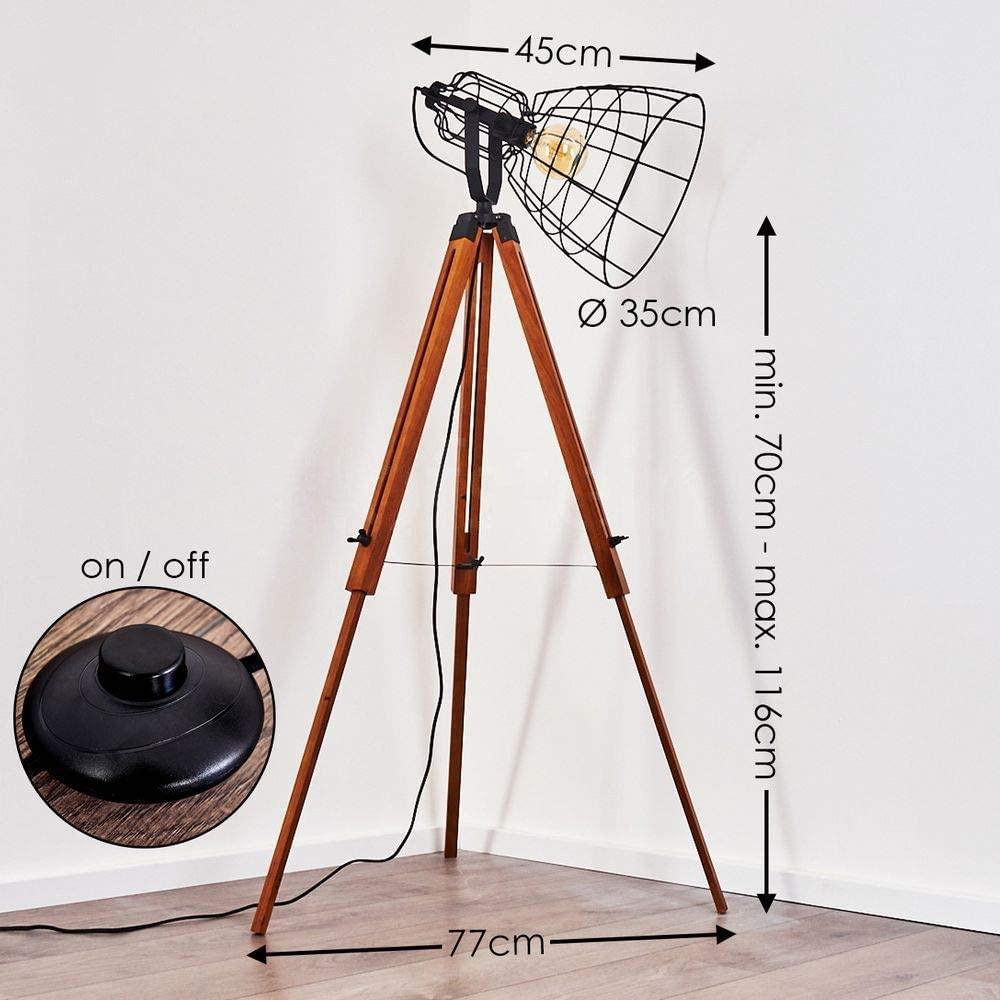 Cinema Industrial Floor Lamp V2 Wood Unfinished Steel E27