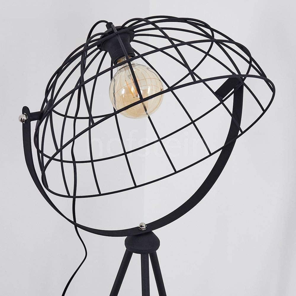 Industrial Cinema Floor Lamp Moon Brut Raw Steel Wood E27
