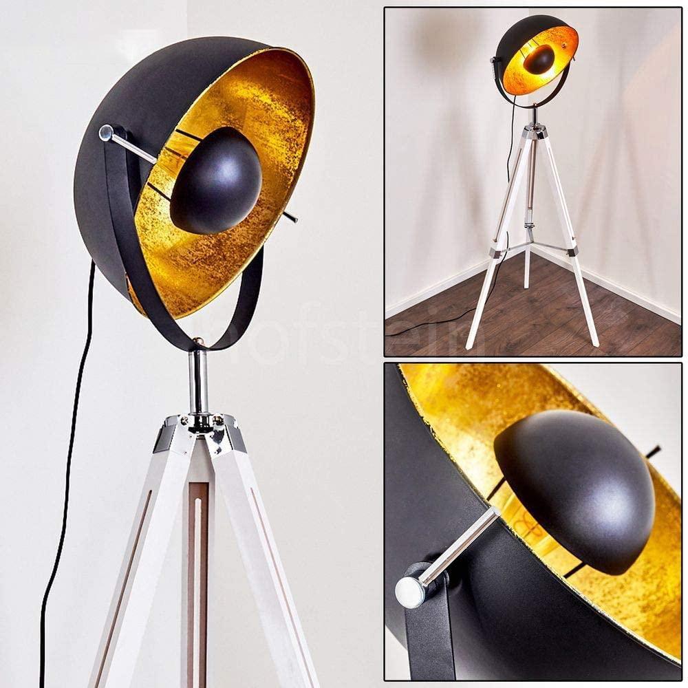 Moon Industrial Cinema Floor Lamp White Base Wood Steel E27