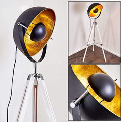 Moon Industrial Cinema Floor Lamp White Base Wood Steel E27