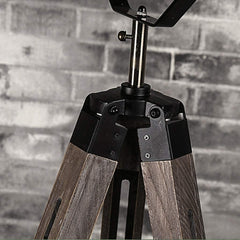 Industrial Cinema Barrel Floor Lamp Wood Metal Shade E27