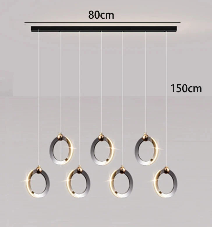 Multi-Head Linear Pendant Light LED Dimmable 5 to 12 Heads
