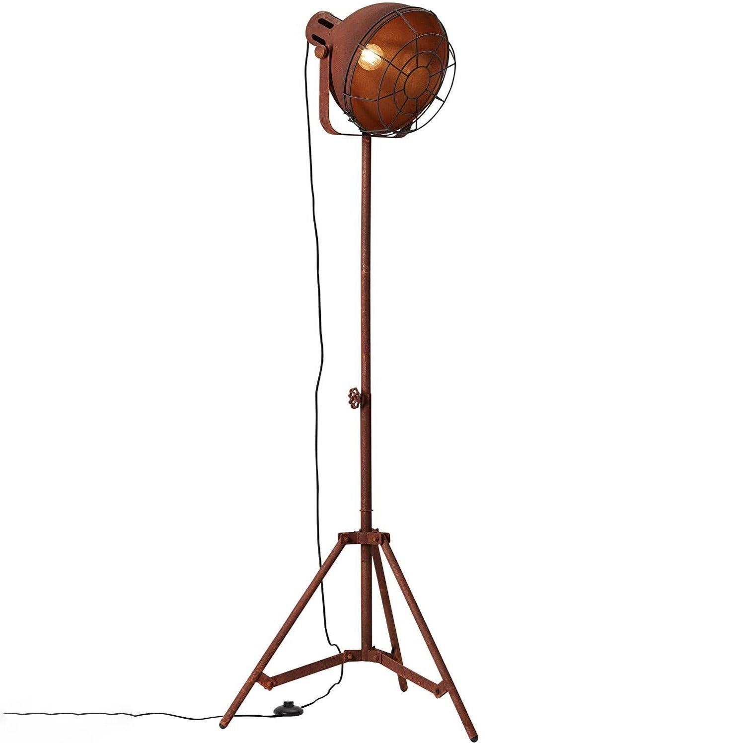 Industrial Cinema Floor Lamp Rust Effect Wood Steel E27