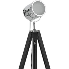 Industrial Cinema Floor Lamp Black Chrome Steel E27