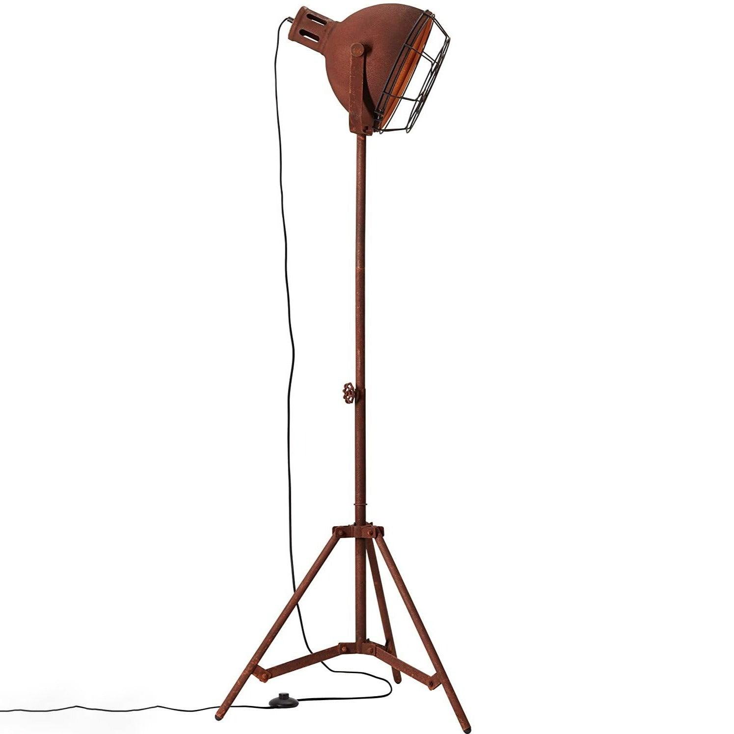 Industrial Cinema Floor Lamp Rust Effect Wood Steel E27