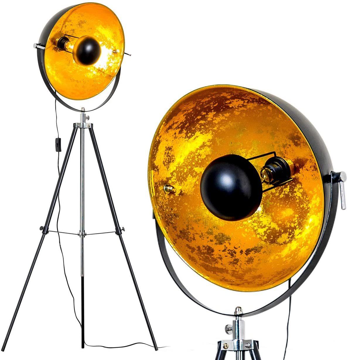 Moon XL Industrial Cinema Floor Lamp Wood Unfinished Metal E27