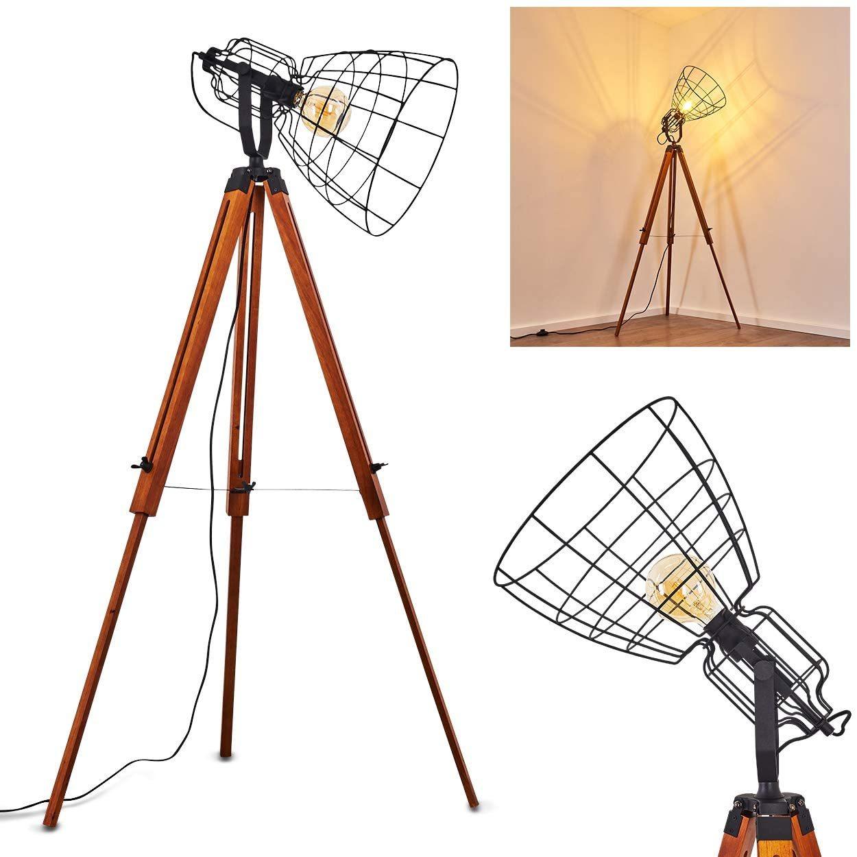 Cinema Industrial Floor Lamp V2 Wood Unfinished Steel E27