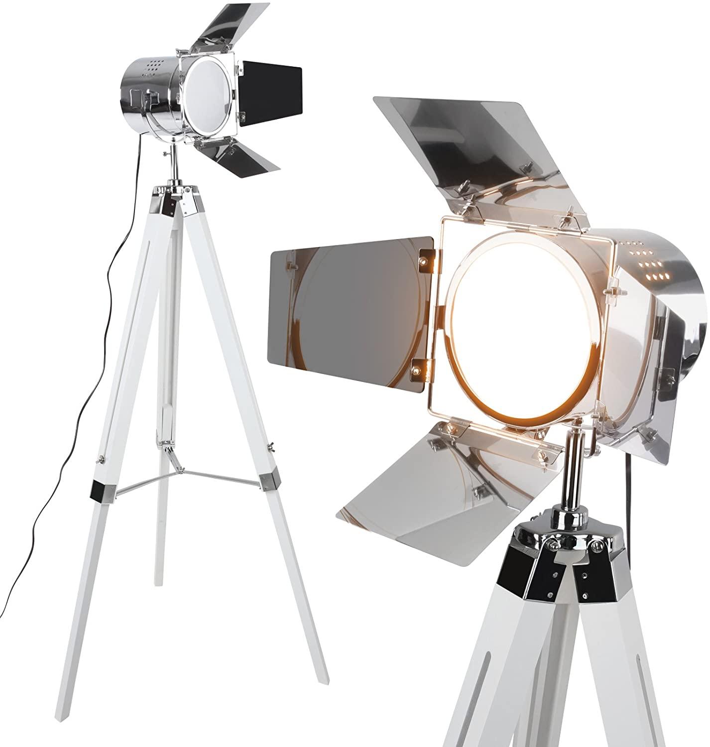 Retro Industrial Cinema Floor Lamp White Base E27 Adjustable