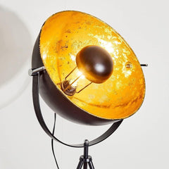 Moon Industrial Cinema Floor Lamp Wood Unfinished Metal E27