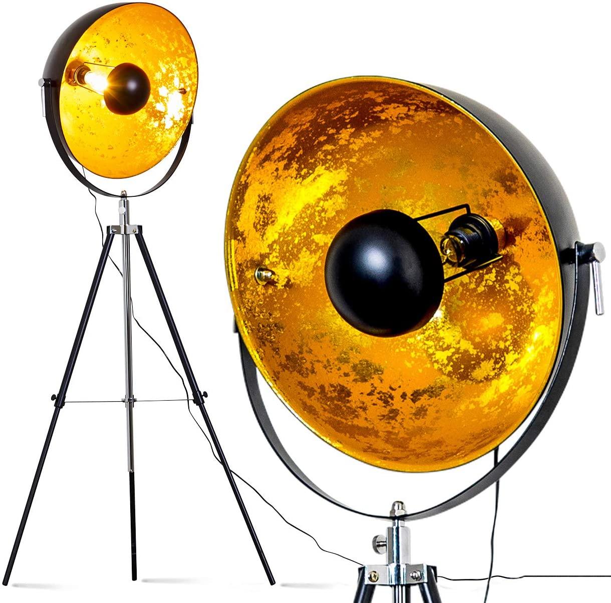 Moon XXL Industrial Cinema Floor Lamp Wood Untreated Steel E27