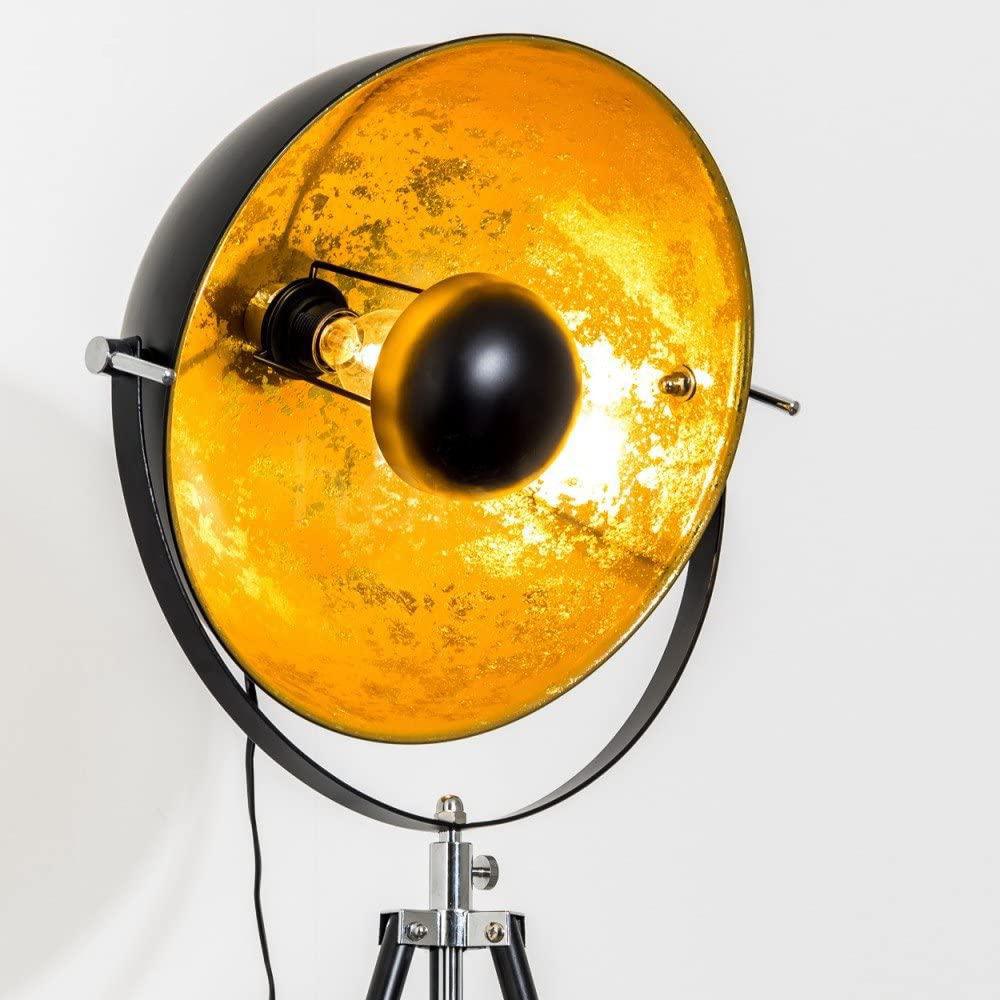 Moon XL Industrial Cinema Floor Lamp Wood Unfinished Metal E27