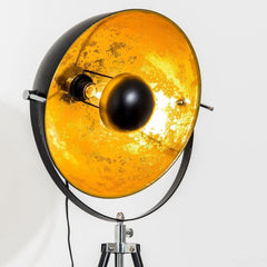 Moon XL Industrial Cinema Floor Lamp Wood Unfinished Metal E27