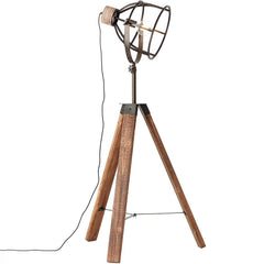 Rustic Industrial Cinema Floor Lamp Wood Steel E27 163 cm