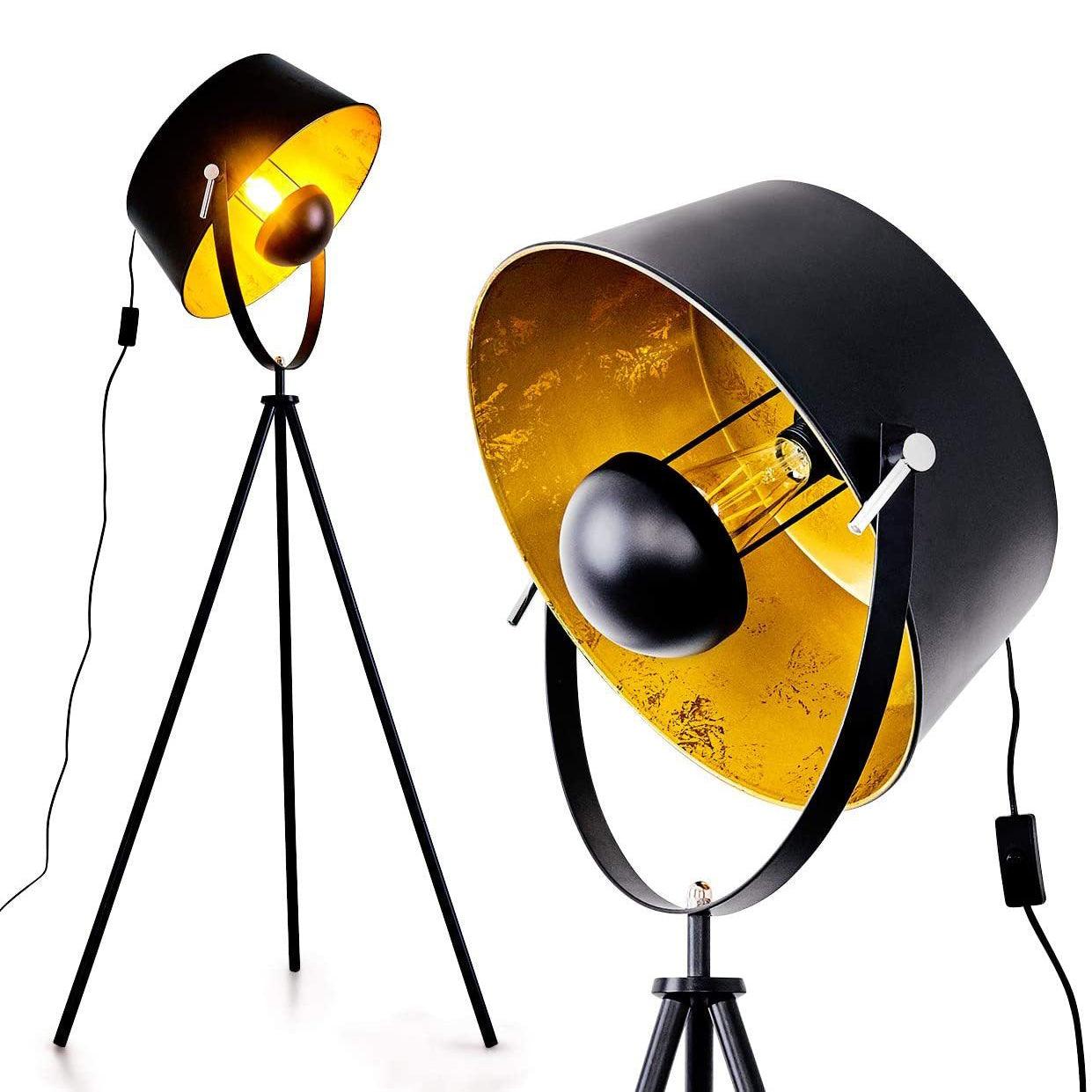 Moon Like Industrial Cinema Floor Lamp Wood Unfinished Steel E27