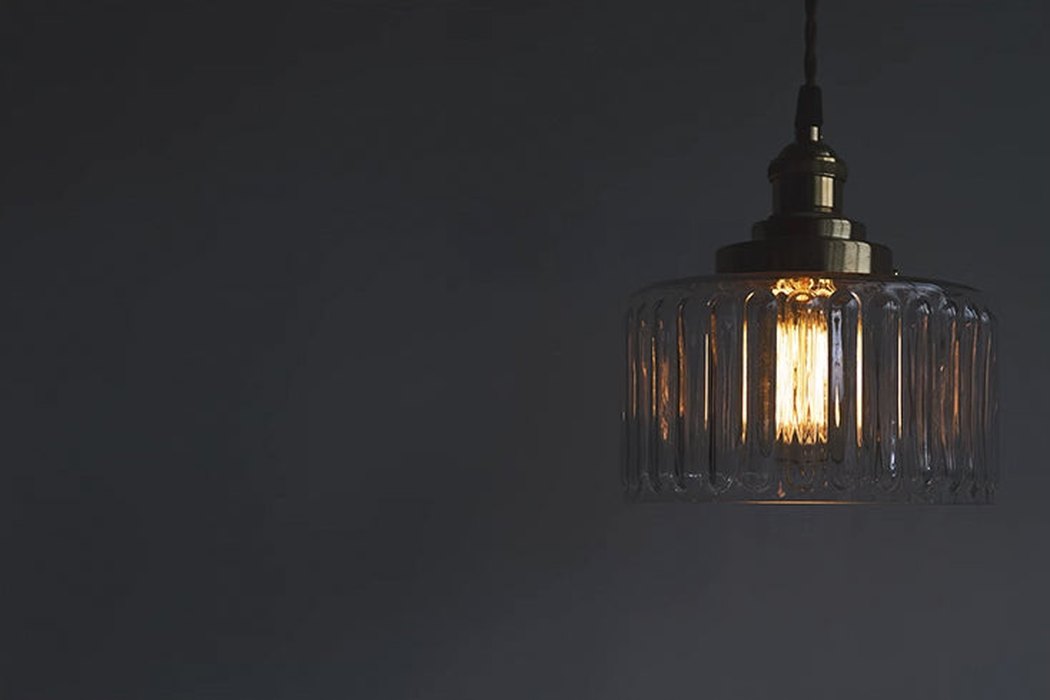 Handblown Glass Pendant Light, Brass
