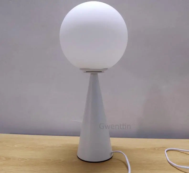 Kegel Table Lamp Metal & Glass E27 — Gold Base / White