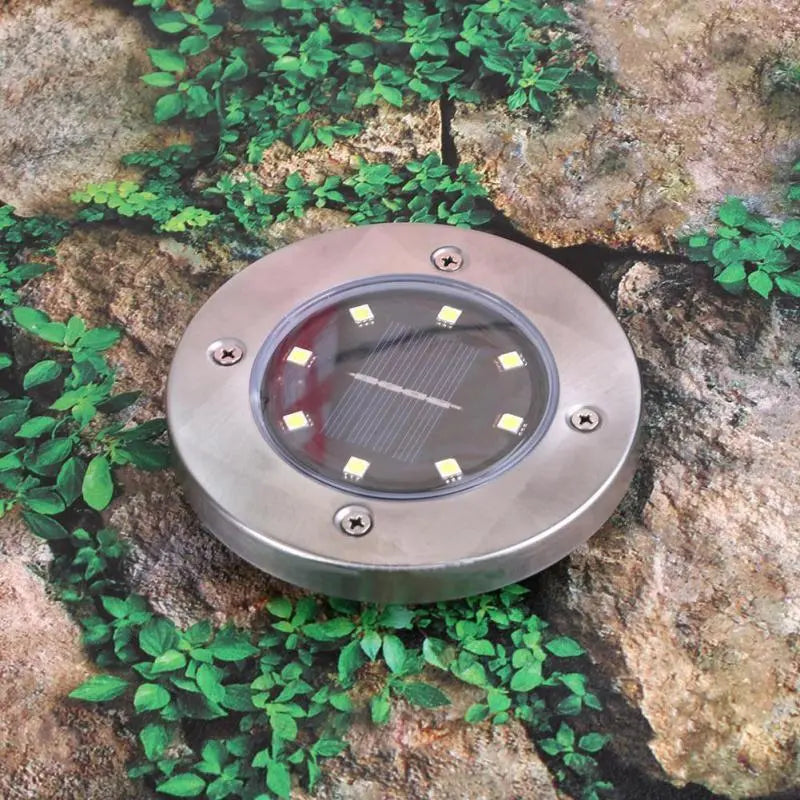 Solar LED Garden Ground Lamp Stainless Steel ABS 8 LED