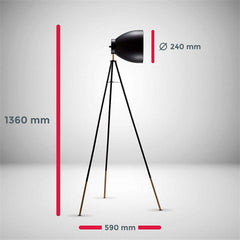Classy Industrial Cinema Floor Lamp Wood Unfinished Metal E27
