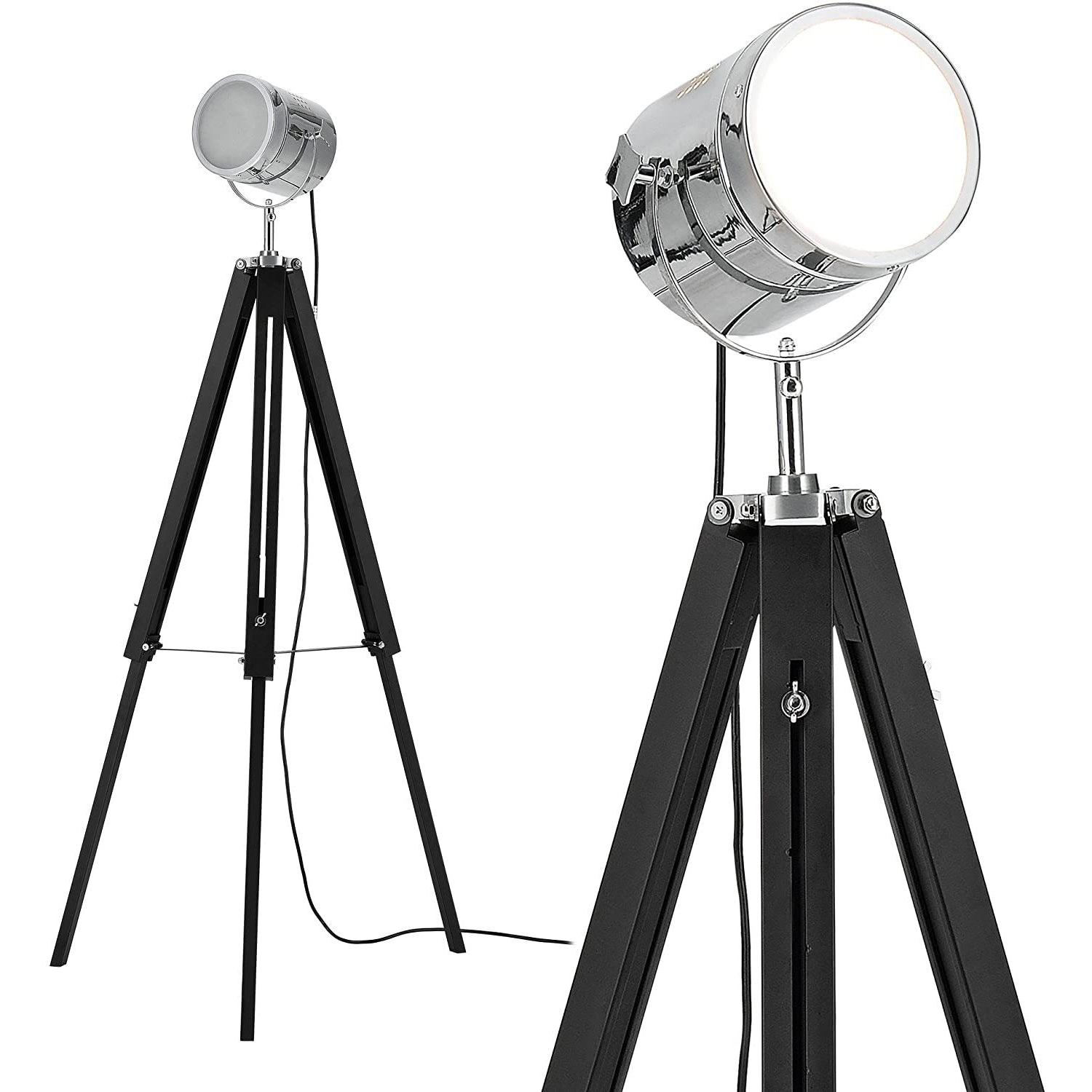 Industrial Cinema Floor Lamp Black Chrome Steel E27