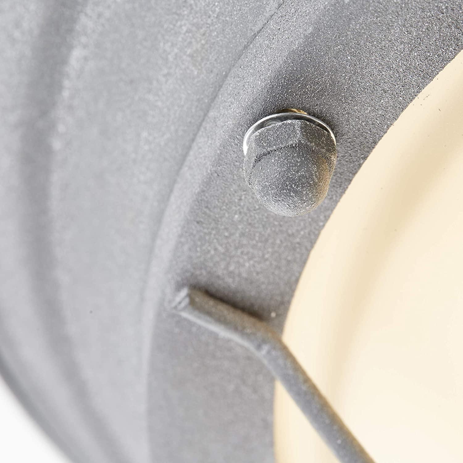 Porthole Ceiling Light Concrete-Effect Metal Frosted Glass 2×E27 Ø34cm