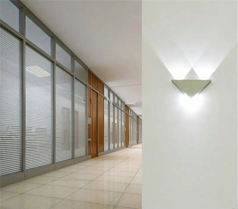 Modern LED Triangular Wall Light Aluminium Crystal 23.5cm