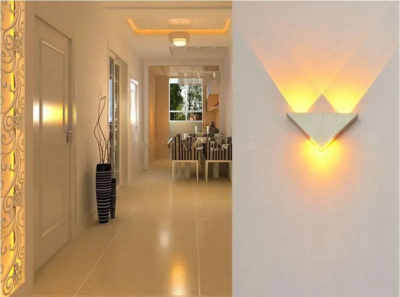 Modern LED Triangular Wall Light Aluminium Crystal 23.5cm