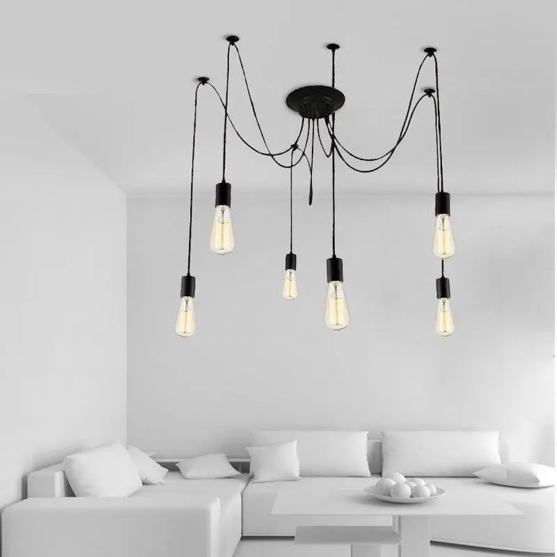 Spider Chandelier Industrial Black E27 Multi-Arm