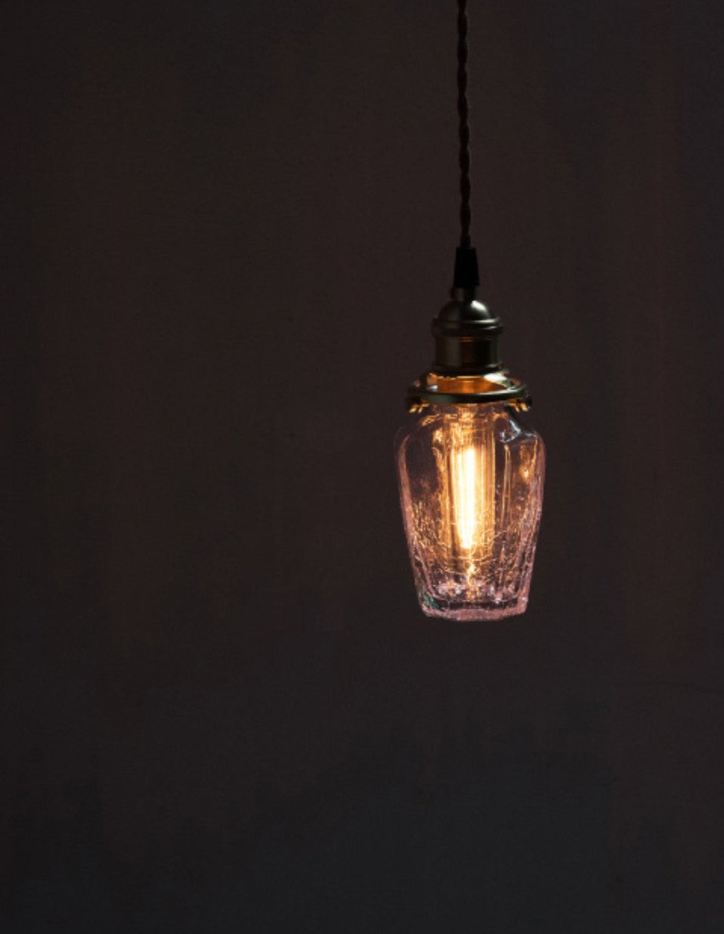 Brass & Textured Glass Pendant Light