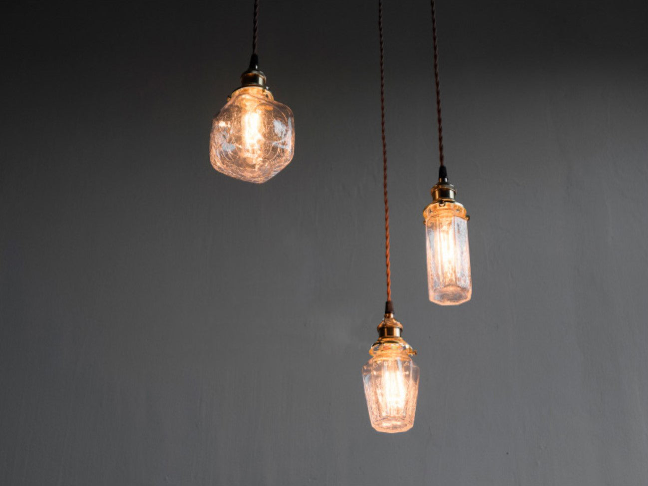 Brass & Textured Glass Pendant Light