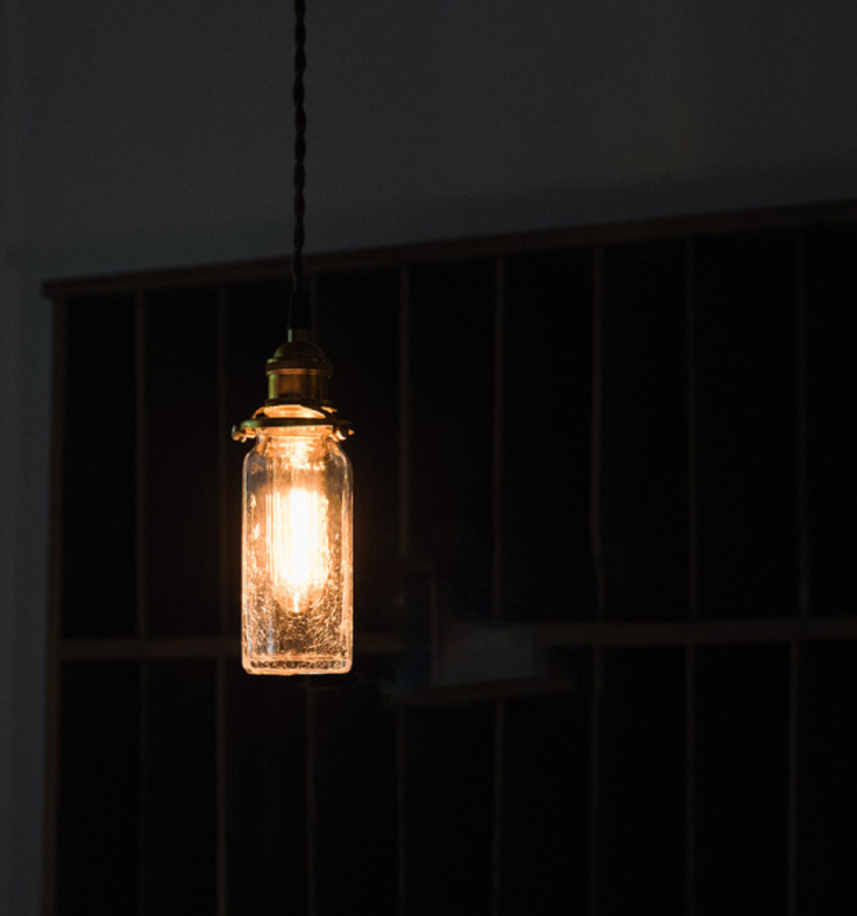 Brass & Textured Glass Pendant Light