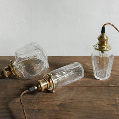 Brass & Textured Glass Pendant Light