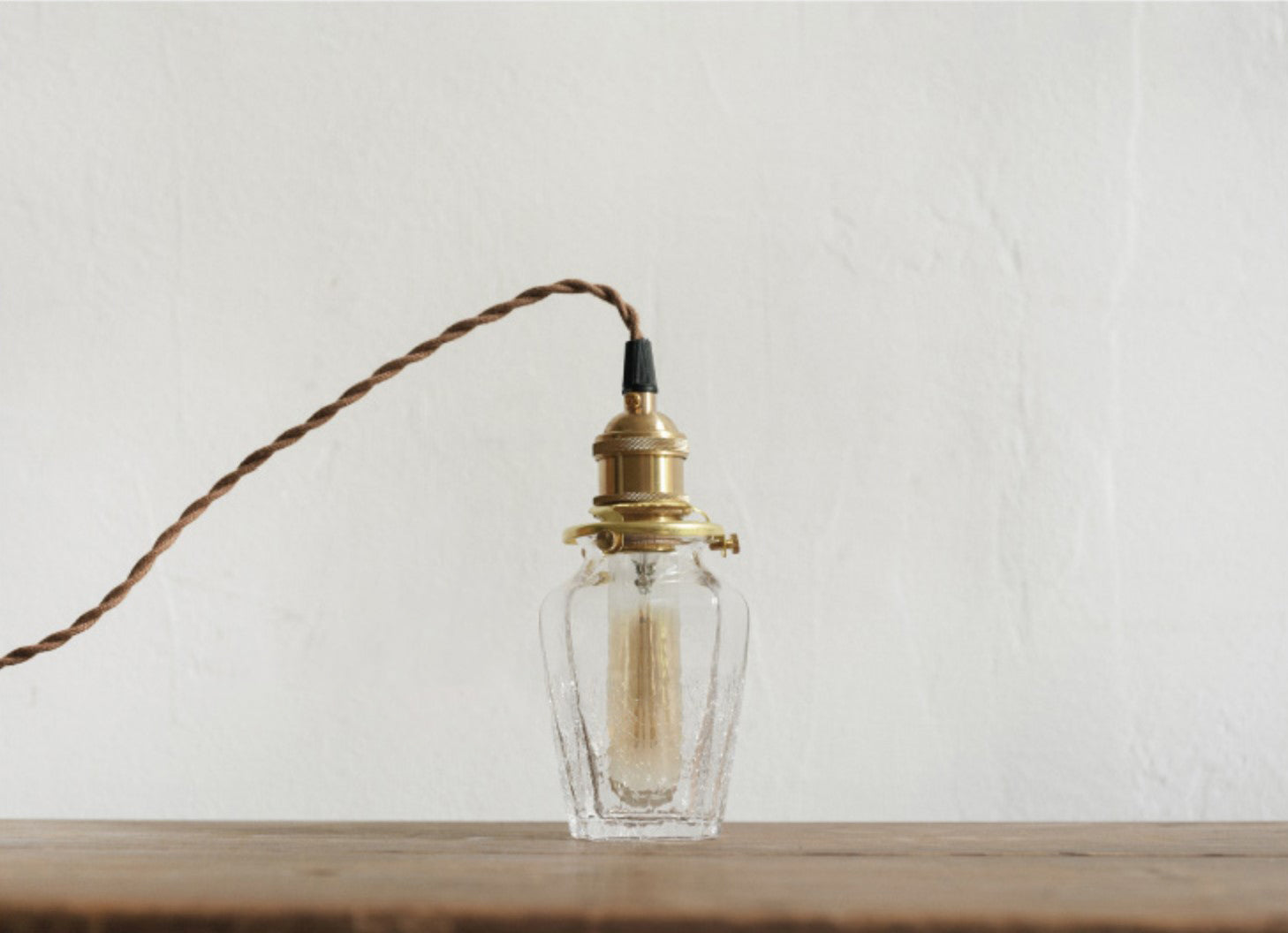 Brass & Textured Glass Pendant Light