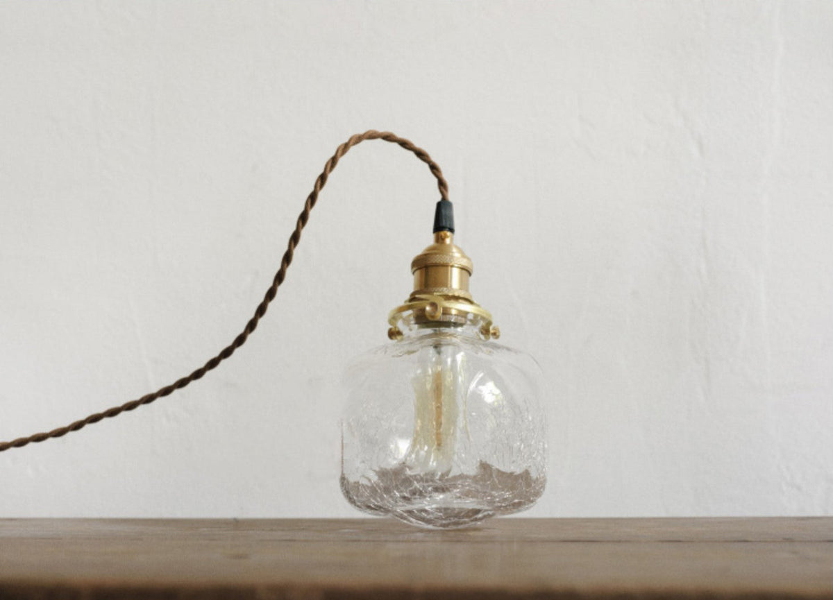 Brass & Textured Glass Pendant Light