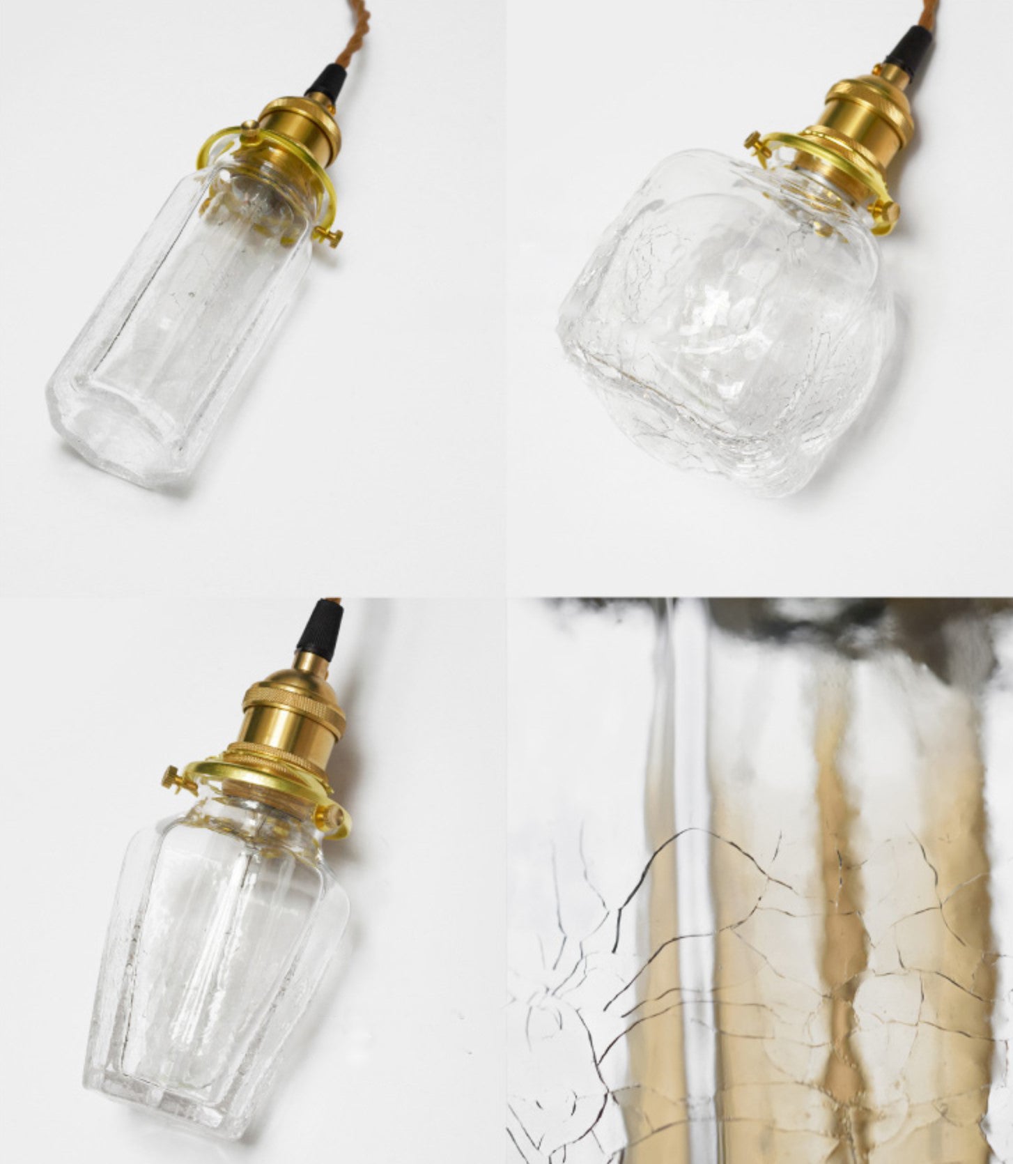 Brass & Textured Glass Pendant Light